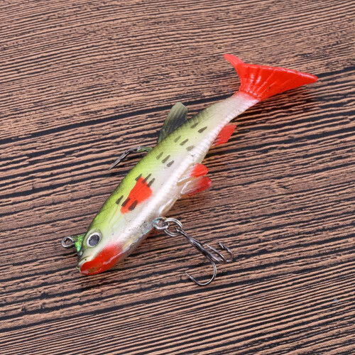 Δόλωμα Swimbait, σχολαστικά σχεδιασμένο κίτρινο + κόκκινο 8cm, μαλακό δόλωμα με 1