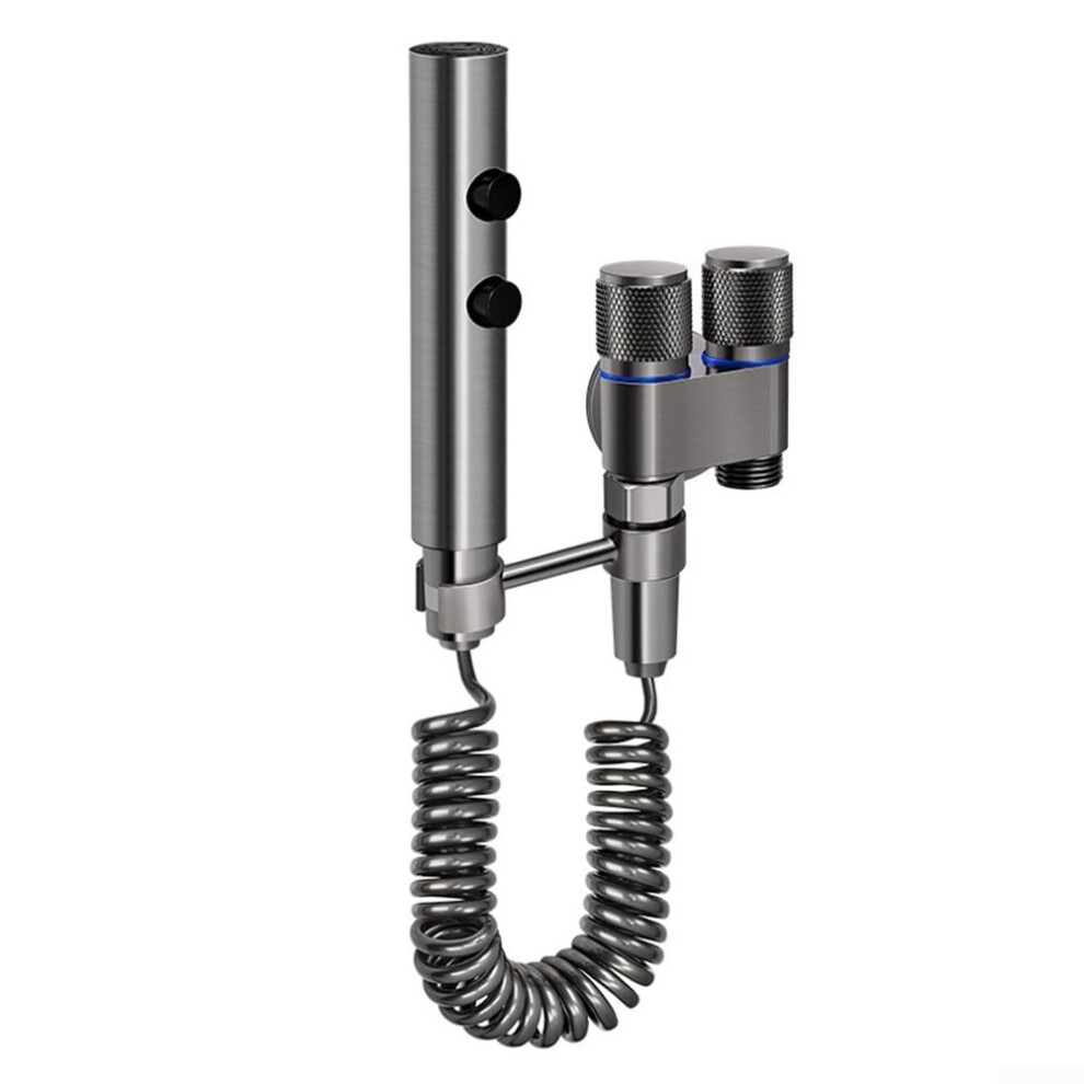 Handheld Toilet Bidet Sprayer Stainless Steel Attachment G1/2 Interface Double Switch Water Outlets Grey 9382693903778