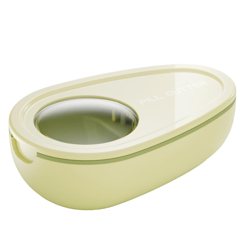 Yellow Pill Cutter Medicine Cutter With Dispenser, Travel Tool Portable Tablet Splitter With Storage Box,