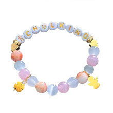 Verstellbares Charm-Armband mit-Rosa Chalcedon Ange