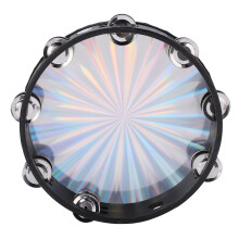 Handheld drum with double rows of bells, colorful appearance, portable design, 10inch.