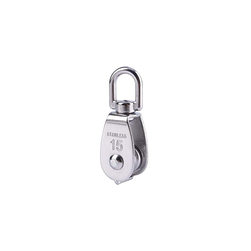 Single Pulley M15 Stainless Steel Swivel Pulley Loading 35Kg For Wire Rope Lifting Rope Pack Of 1 9382693905000