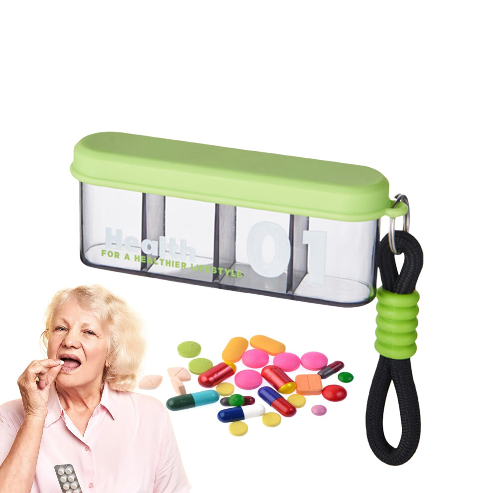 Green Pill Box Organizer, Tablet Dispenser Storage Box Multicompartment Medication Box For Daily Use, Work, Travel, Camping, Ref: 4201