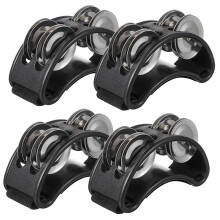 4piece foot tambourine for adults, lightweight with double row bells for performances