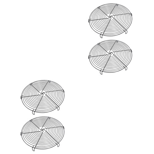 4Pièces Grille De Refroidissement Noire Fer Solide Pour Gâteaux 2