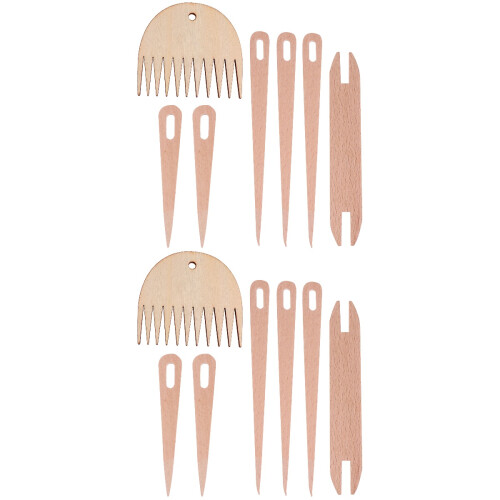 2Ensembles Bâtons À Tisser En Bois Beige Kit Outils Manuel 2
