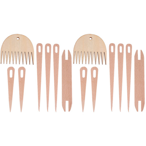 2Ensembles Bâtons À Tisser En Bois Beige Kit Outils Manuel 1