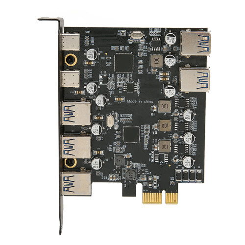 Placa de interface USB com base elástica e design conveniente. 2 portas Tipo C, 5 portas Tipo A. Plug and Play para Windows XP até 10, Mac e Linux. 1