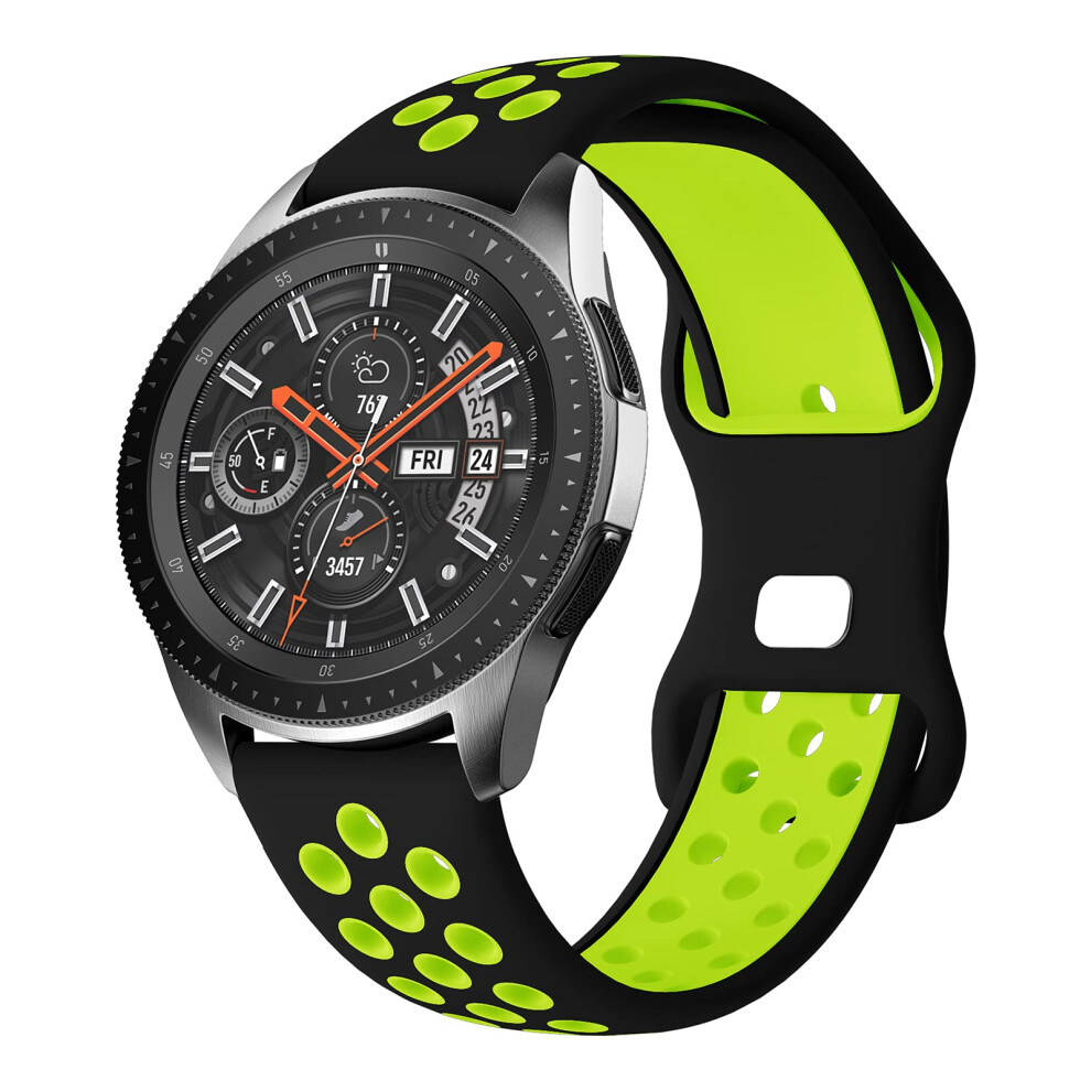 Compatible With Samsung Galaxy Watch 46Mm Strap Gear S3 Frontier Classic/Galaxy Watch 3 45Mm 22Mm Silicone Band Blackgreen 9347817050721