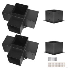 Kit de Supports pour Pergola - DUOKU - SSB2F2 - Acier au carbone - 142x142 mm - 4 pièces