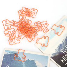 20PCS Small Plastic Coated Wire Paperclips Bear Shape Bookmark Files Orange
