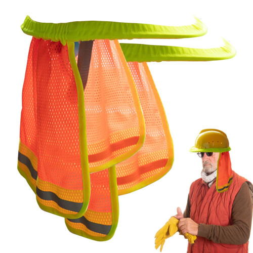 Safety Hat Sun Protection Round Protective Hat Reflective Strips  Visibility 2 Pack orange