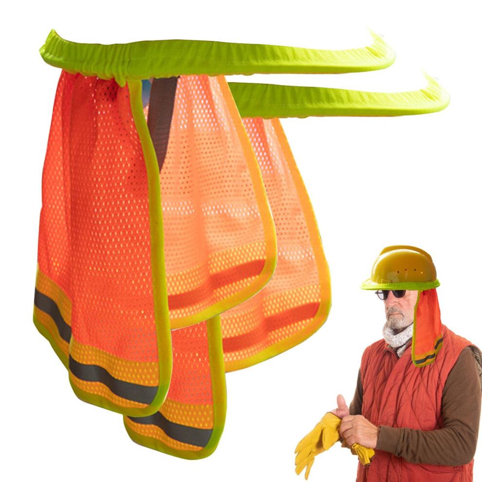 Safety Hat Sun Protection Round Protective Hat Reflective Strips Visibility 2 Pack Orange 9382693723635