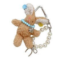 Plüsch-Langohr-Kaninchen-Perlen-Clip, Telefon-Lanyard,-braun