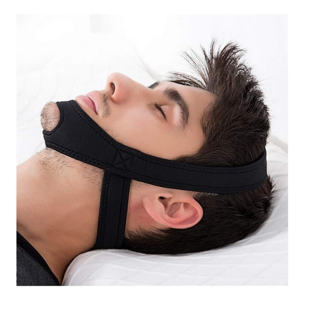 Health Adjustable AntiSnoring Chin Strap Natural and Instant Snoring Relief Simple and Effective Snore Remedy Jaw Belt Stop Snoring Solution (Black)