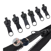 Zipper Slider Replacement Kit, 6Piece Set for Effortless Zipper Repairs on Tents and Wallets (Black)