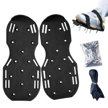 Lawn Aerator Shoes with Spikes Adjustable Strap for Deep Soil Aeration Garden and Yard Care Black