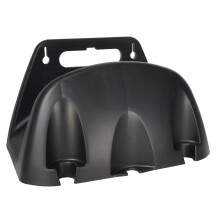 Garden hose holder, wallmounted, sturdy bracket, garden wall mount, robust hose holder with 3 hanging holes, ABS, black