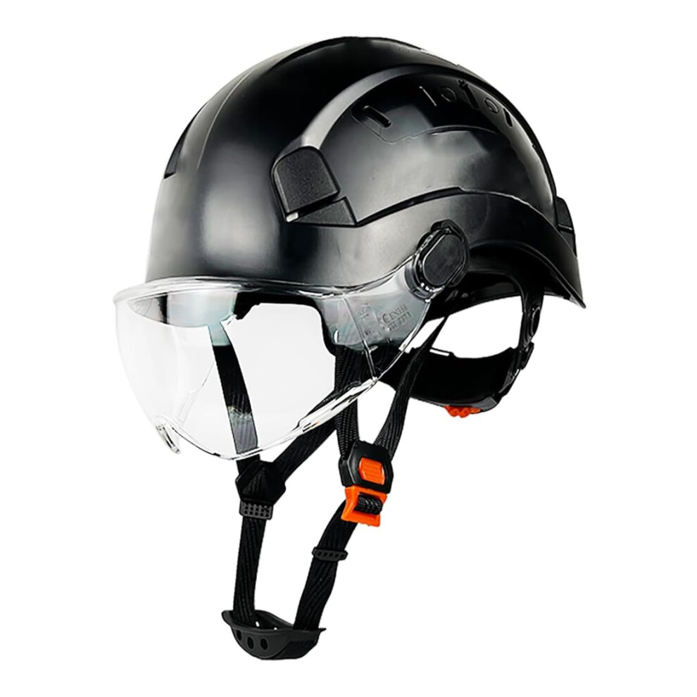 Sf06 Construction Safety Helmet With Visor, Abs Protective Helmet, Adjustable Ventilation, Hardhats Industry, Work Headguard For Men Black 9382693724342