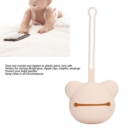 Tragbare Silikon Schnullertasche Bärform - Milk Tea Farbe 2