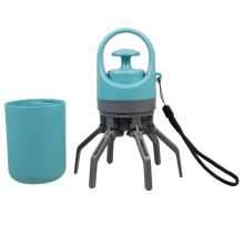 Dog poop bag dispenser with portable sixclaw poop grabber for outdoor use, easy to carry for outings and trips with dogs.