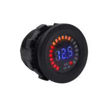 3Stk Voltmeter 12V Blaues Display Schwarz Wasserdicht