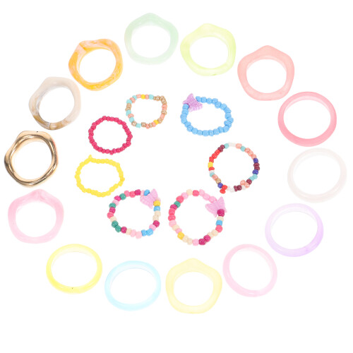 84Stk Damenringe Resin Trendige Stapelbare Finger 1