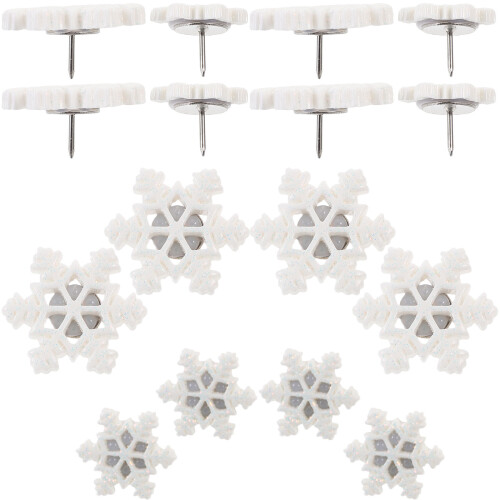 90Pièces Punaises Déco Flocon Blanches Résine Multi-Usages 1