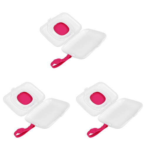 3Pièces Étui Lingettes Bébé Portable Rose Durable 1