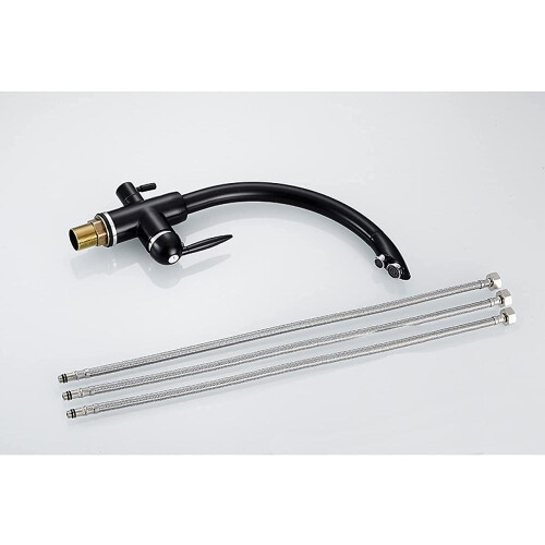 Faucets Solid Brass Kitchen Faucet Deck Mounted Water Filter Tap 3Way Sink Mixer Black 1