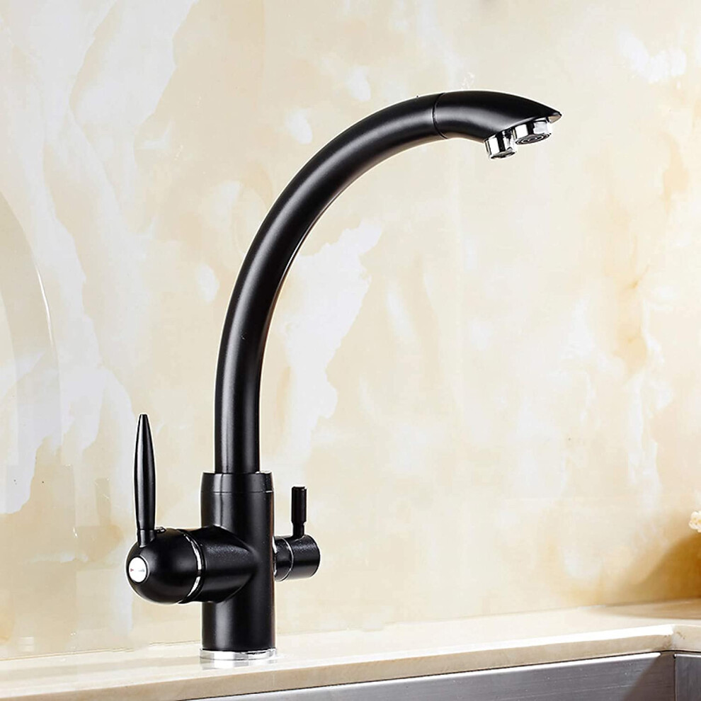 Faucets Solid Brass Kitchen Faucet Deck Mounted Water Filter Tap 3Way Sink Mixer Black 9347817219906