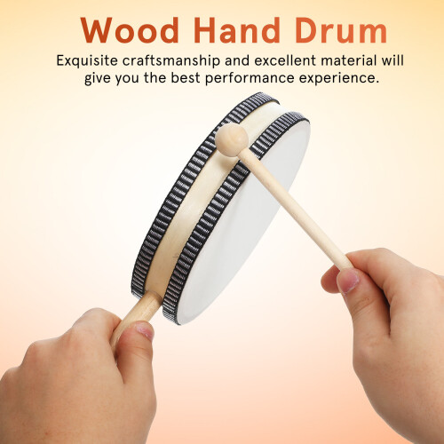 2Ensembles Tambour Bois Percussion Main, Durable Et Pour Enfants 2
