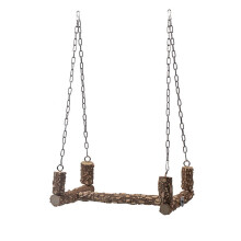 3Pcs Parrot Playing Toy Wood Stand Swing Bird Cage Rack Light Brown