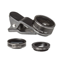 3Pièces Lentilles Pour Smartphone Noir Grand Angle, Macro Fish-Eye