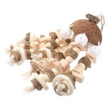 3Ud Para Loros Y Pájaros Beige De Madera Para Entretenimiento