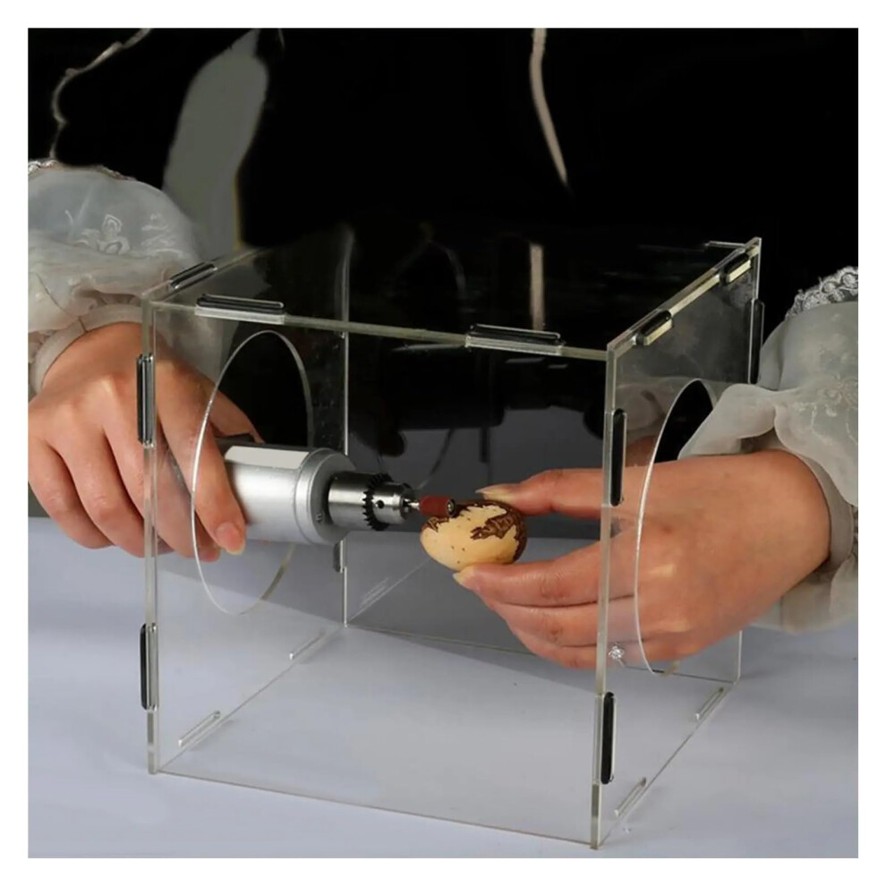 Polisher Dust Box Acrylic Dustproof Grinding Dust Box With Two Hole Dust Cap For Buffing Engraving 9189345358296