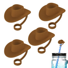 Silicone Straw Cover, Cowboy Hat Design, Western Straw Protection, Food Grade, Flexible Straw Sleeves, Novelty Cup Accessories