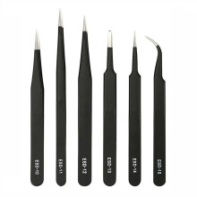 Professional Steel Tweezers Set With Assorted Shapes For Electronics And Model Assembly Computer