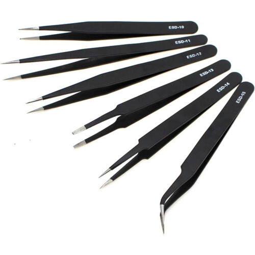 Professional Steel Tweezers Set With Assorted Shapes For Electronics And Model Assembly Computer 2