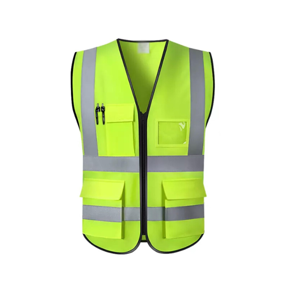 Visibility Safety Vest With Front Zipper For Traffic Surveyors And Security Officers (Green, Xxl) 9382693725776