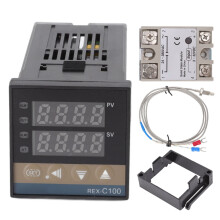 PID-temperaturregulatorsæt Højspændings digitalt display Solid State-relæ K-type termoelement Køleplade SSR-udgang Alarmudgang til industriel