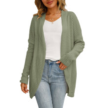 Lässige Strickjacke, grob gestrickter Oversize-Pullover mit Fledermausärmeln, offener Vorderseite und Kapuze, weich und kuschelig, locker
