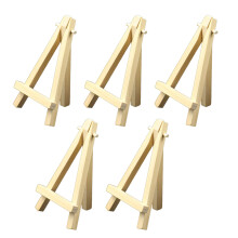 Spuitbare mini houten displaystandaard met driehoekige steun voor doe-het-zelf knutselprojecten en huisdecoratie, 5 inch (5 stuks)