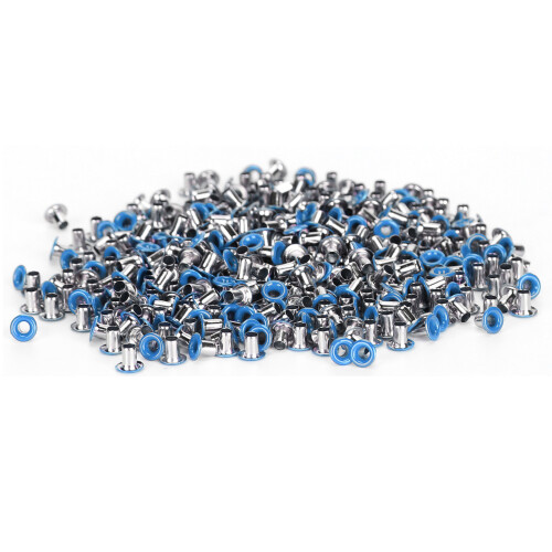 Set di occhielli in ottone 500 pezzi 2 mm foro interno azzurro chiaro