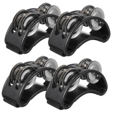 4piece foot tambourine for adults, sturdy, lightweight, double row jingles