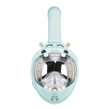 Snorkel Set 180 Degree Vision Full Face Diving Set for Kids Breathing Design AntiFog and AntiLeak Snorkeling Diving Set Green