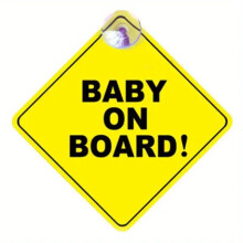 Baby on Board Sign Bright Yellow Car Safety Decal with Strong Adhesive NonMagnetic Design