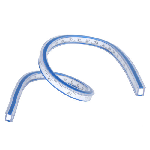 Régua Curva Flexível Dupla Face, Ferramenta de Medição, Régua Curva Flexível de Vinil de Alta Qualidade, Tamanhos Métricos e em Polegadas, com 1