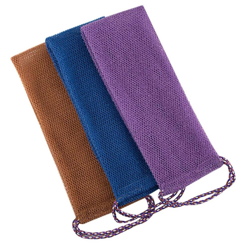 Purple Back Scrubber Shower Towels, 3Piece Exfoliating Washcloths For Cleansing And Massage, Exfoliation, And Coffee