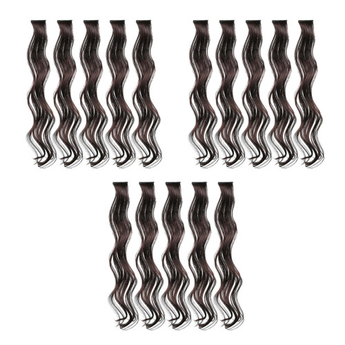 15Pièces Extensions Clips Synthétiques Ondulées Marron Faciles 2